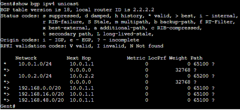 show bgp ipv4 unicast