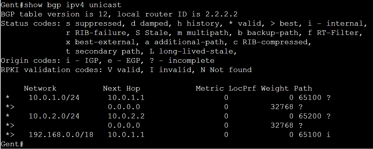 show bgp ipv4 unicast