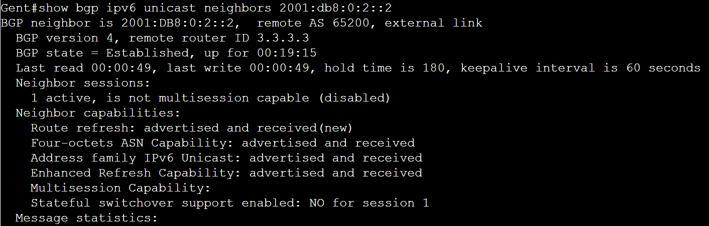 show bgp ipv6 unicast neighbors